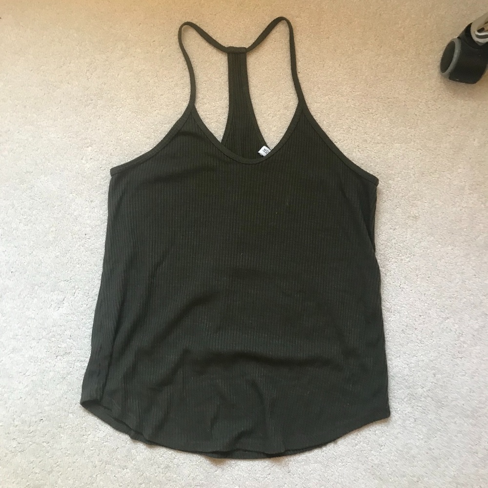 dark green ribbed tank top